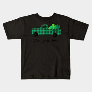 Buffalo Plaid Truck One Lucky MAMA St Patricks Day Kids T-Shirt